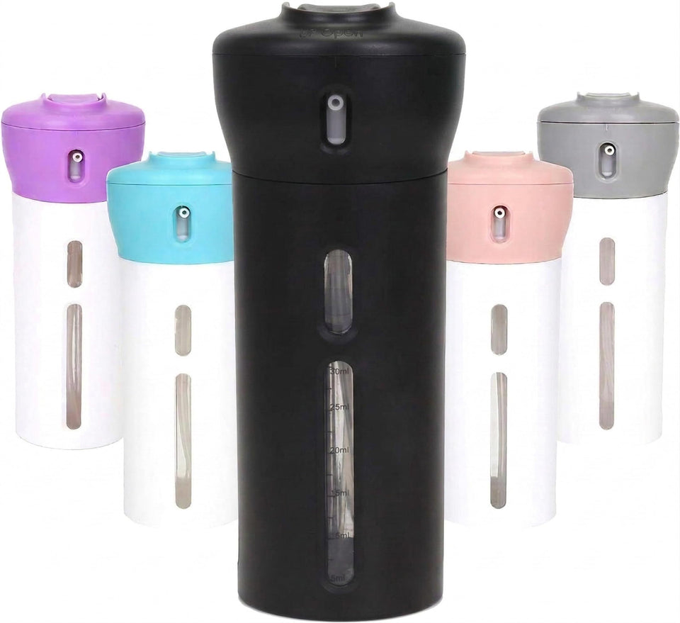 Travigo 4-in-1 bottle top view shows compact travel design for easy packing.