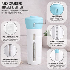 Travigo 4-in-1 dispenser interior bottles visible for quick refills