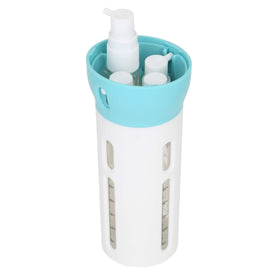 Travigo 4-in-1 dispenser with label sheet for organized toiletries