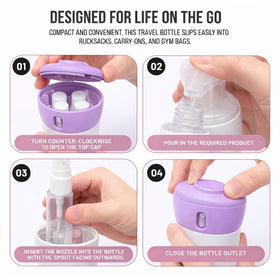 Travigo 4-in-1 travel dispenser body wash chamber helps tidy bathroom essentials.
