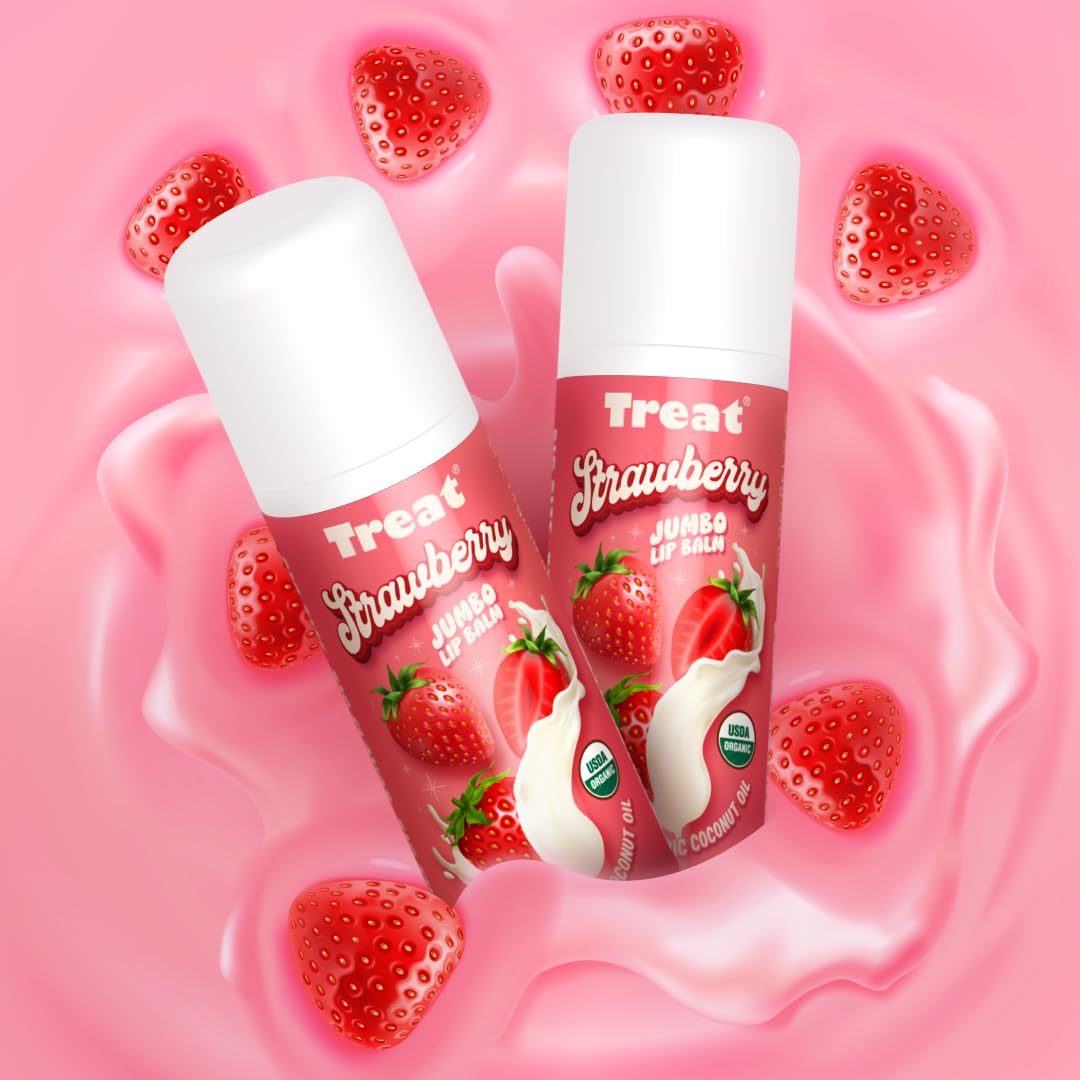 Lip swatch of Treat Beauty strawberry balm with smooth tint