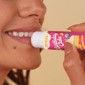Treat Jumbo Birthday Cake lip balm texture close-up