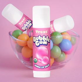 USDA organic seal on Treat Jumbo Bubble Gum Lip Balm signals clean, natural formula.