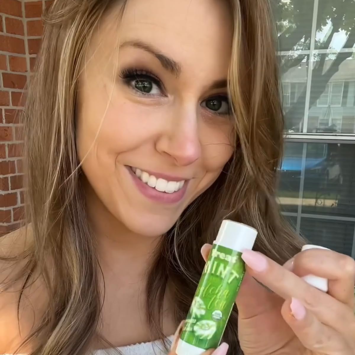 Treat Jumbo Organic Lip Balm USA-made badge visible