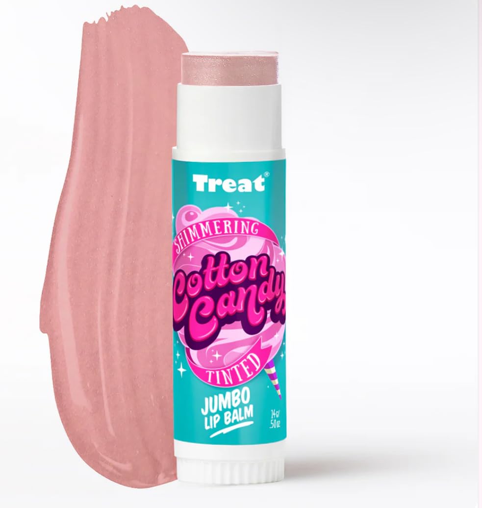Treat Jumbo Lip Balm on cheek providing a subtle pink tint