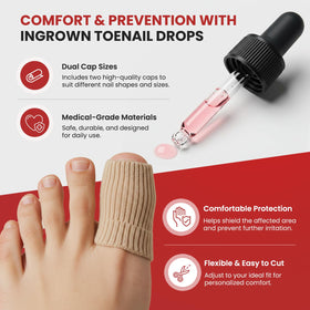 Treatonic drops being applied to toe with applicator for easy at-home use
