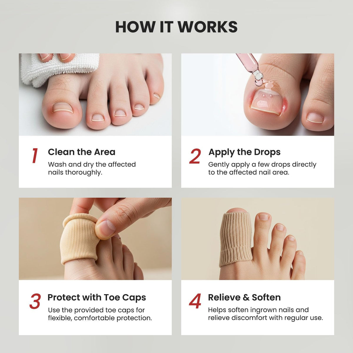 Person at home trimming nails with Treatonic kit for easier removal