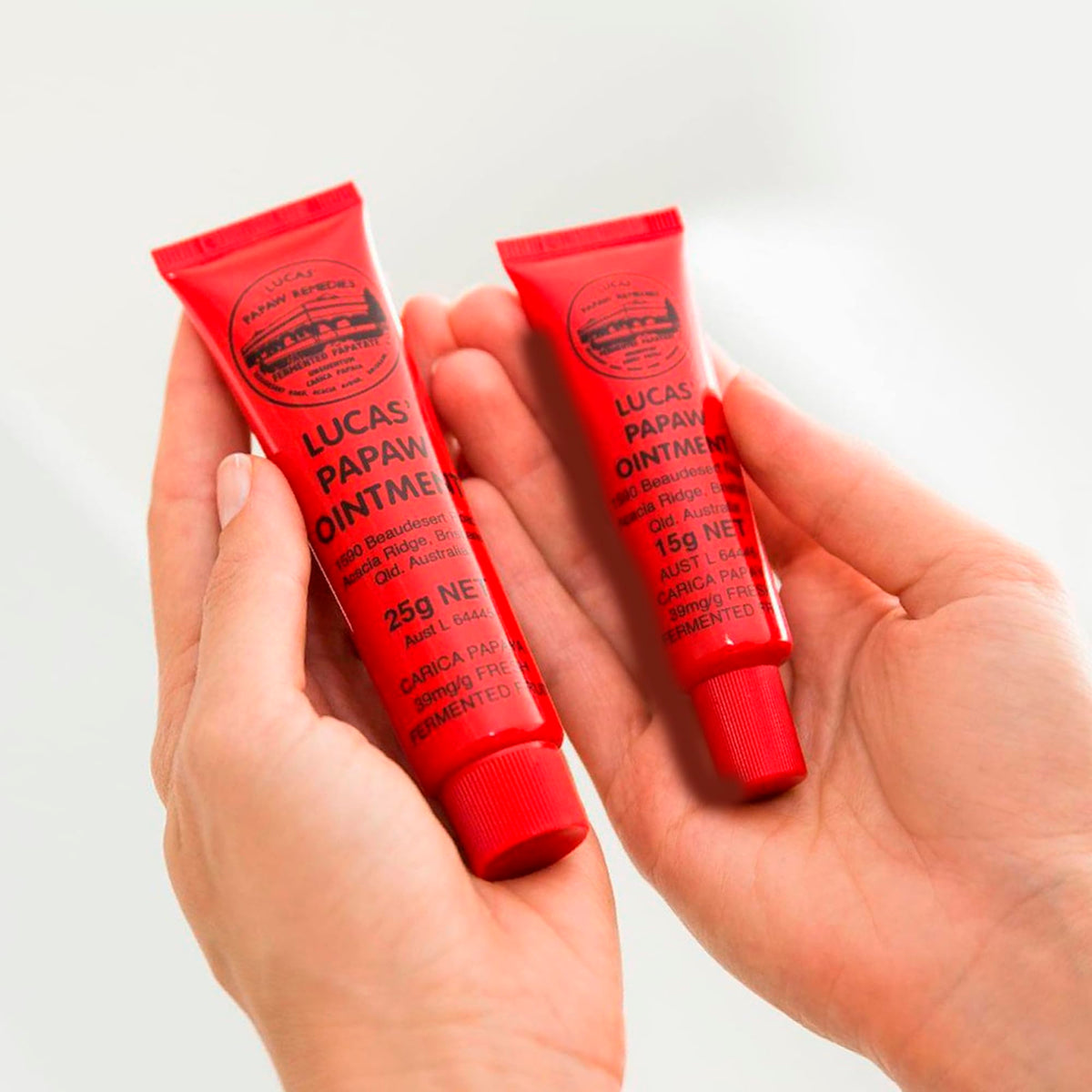 Treats from Home balm in use on lips for gentle application and quick comfort.