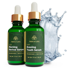Tree of Life Beauty Morning Serum bottle close-up, potential hydration boost for radiant skin.