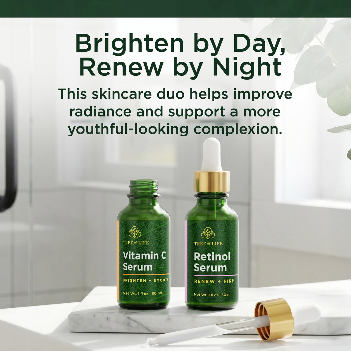 Tree of Life Beauty Retinol Serum bottle smooths fine lines and evens texture.