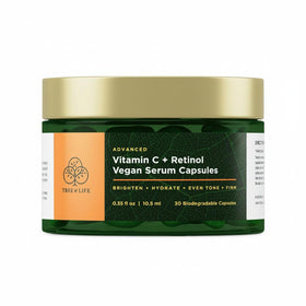 Tree of Life Beauty Vitamin C & Retinol Serum Capsules bottle highlights hydration-ready skincare.
