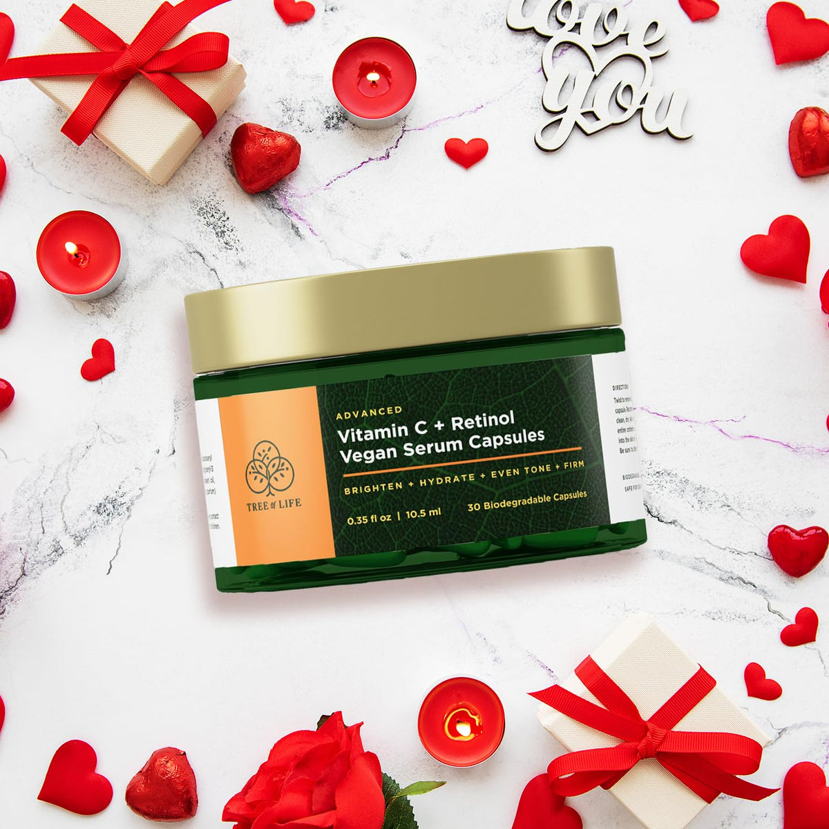 Tree of Life Beauty Vitamin C & Retinol Serum Capsules dispensing spoon demonstrates controlled dose.