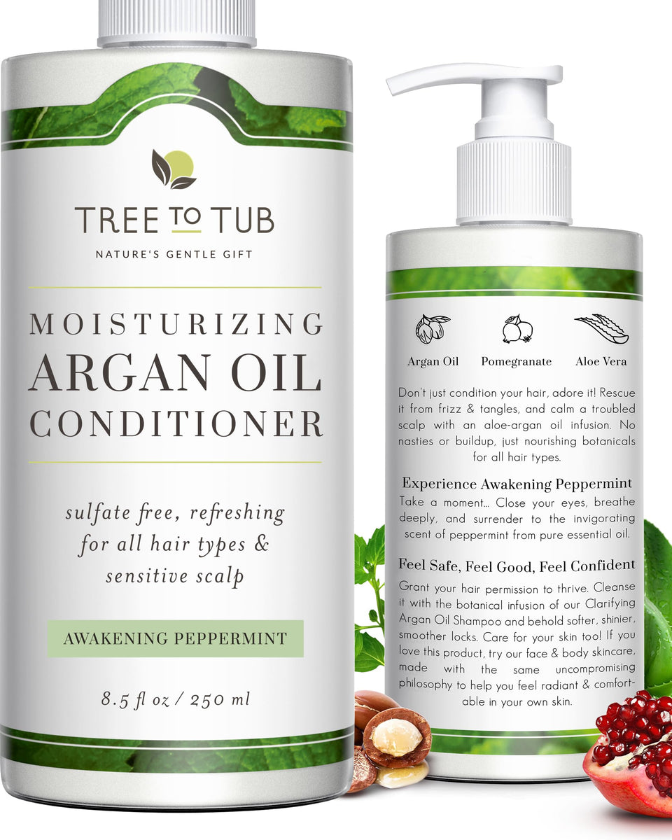 Tree To Tub all hair type conditioner bottle shows versatile hydration for hair.