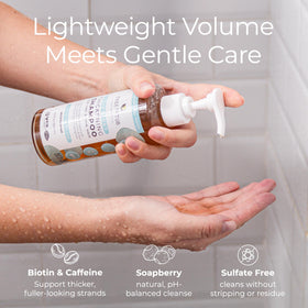 Tree To Tub bottle label highlights argan oil and caffeine for vitality.