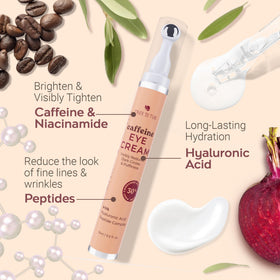 Tree To Tub caffeine eye cream bottle demonstrates precise dispensing.