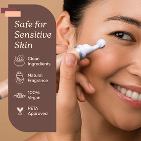 Tree To Tub caffeine eye cream under-eye area application demonstrates soothing care.