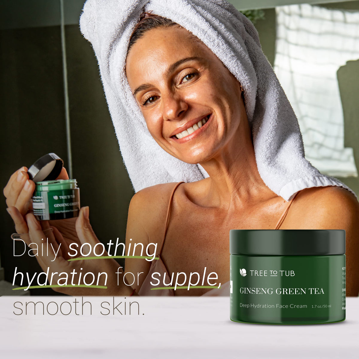 Tree To Tub Hydrating Face Moisturizer pump dispensing lightweight hydration