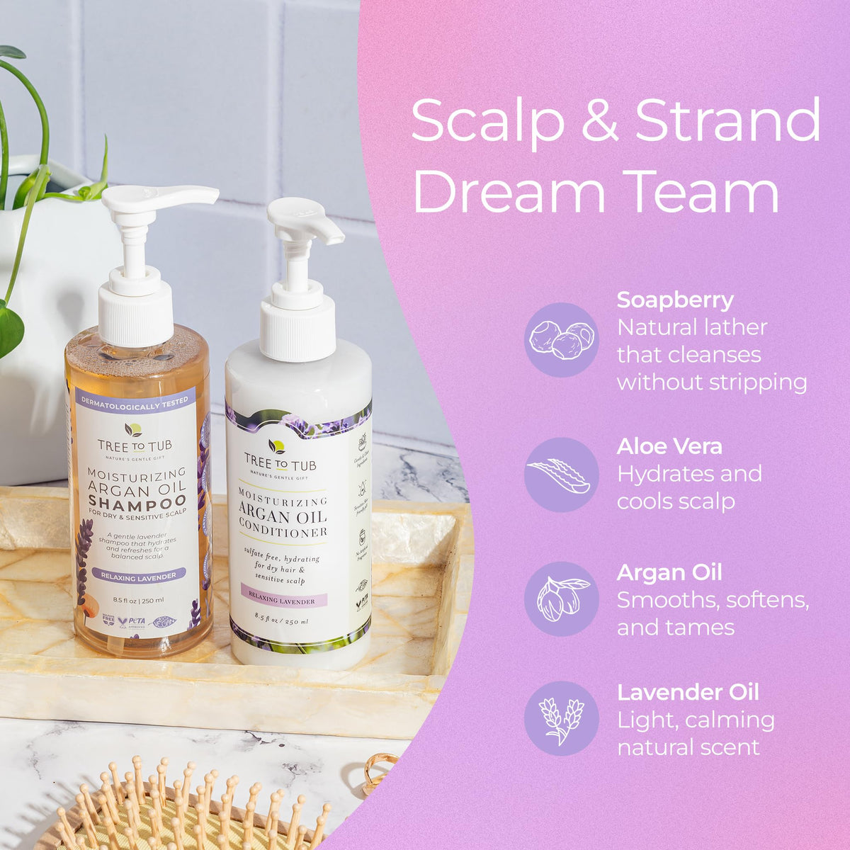 Tree To Tub Lavender Conditioner dispense shows smooth application for easy detangling.