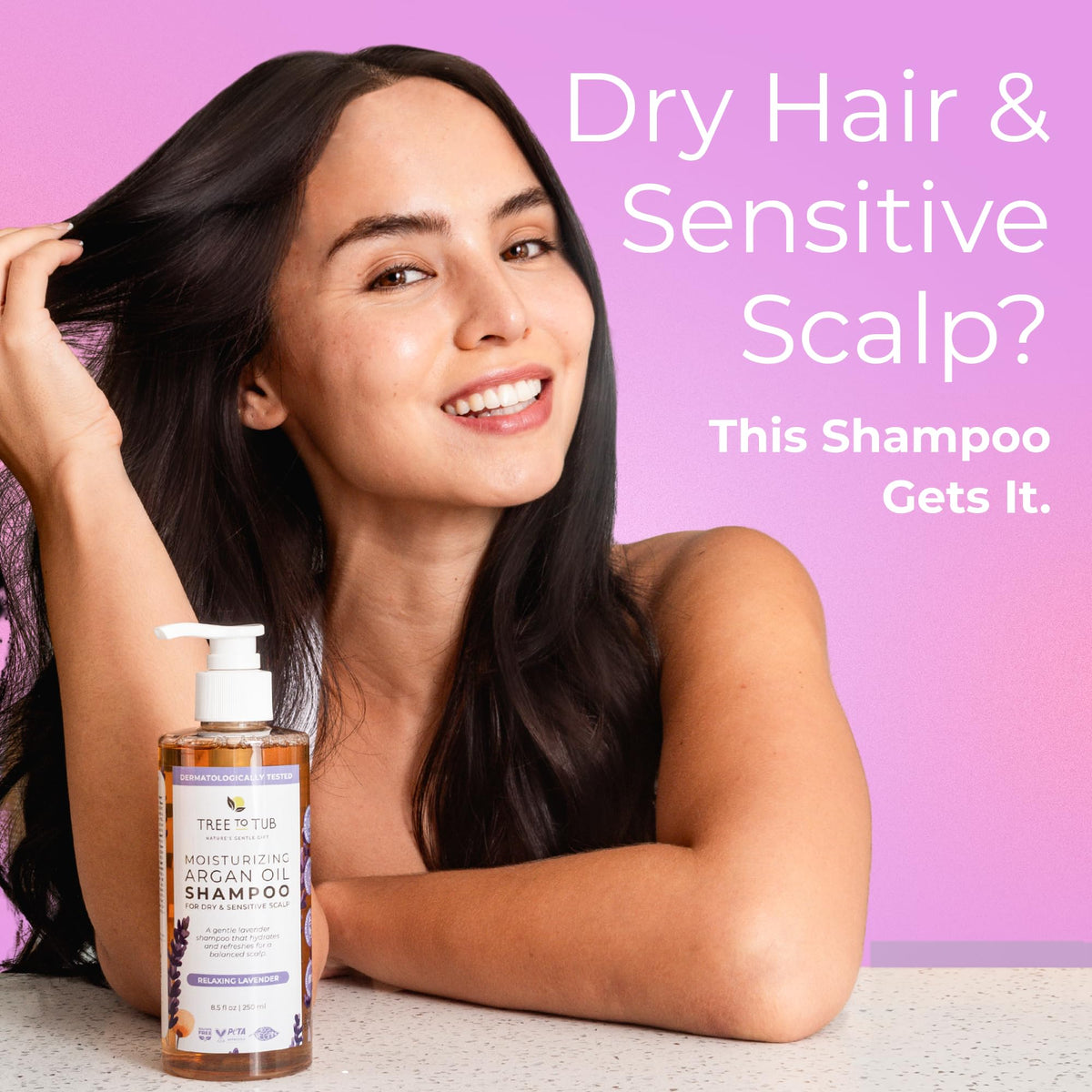 Tree To Tub Lavender Dry Hair Shampoo packaging for travel-friendly use