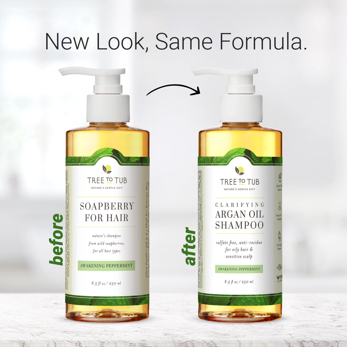 Tree To Tub Peppermint Shampoo foamy lather signals clarifying action.