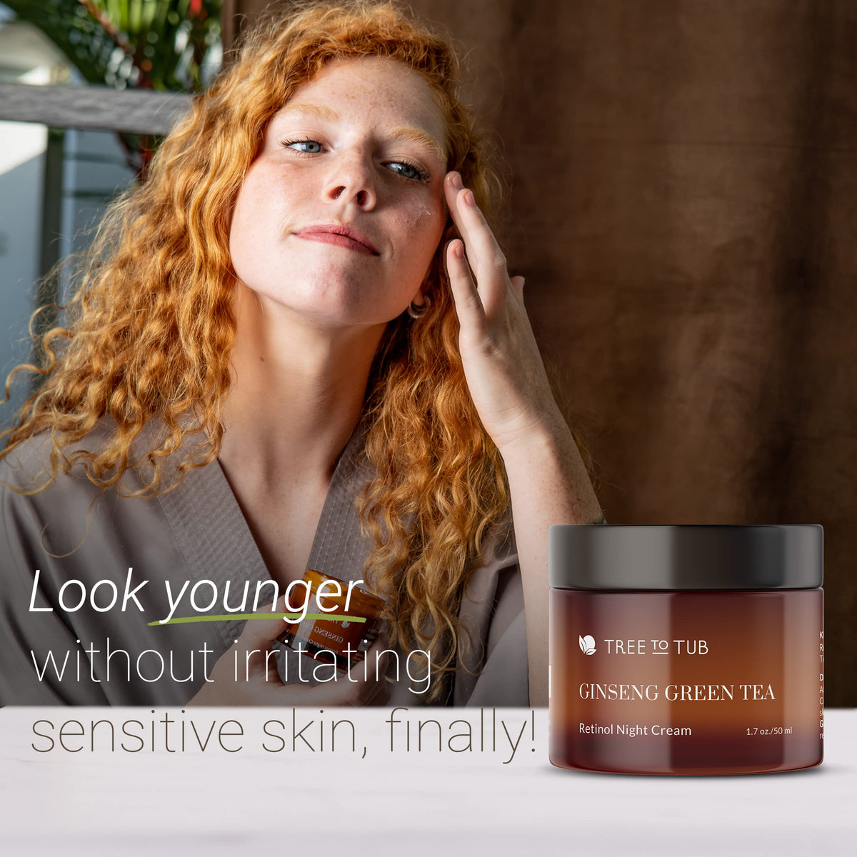 Tree To Tub retinol face moisturizer jar closeup highlighting silky texture