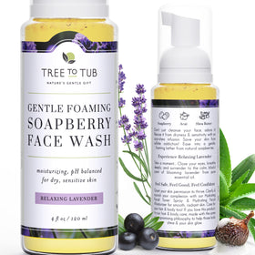 Tree To Tub sensitive skin face wash bottle pour for a gentle, hydrating cleanse.