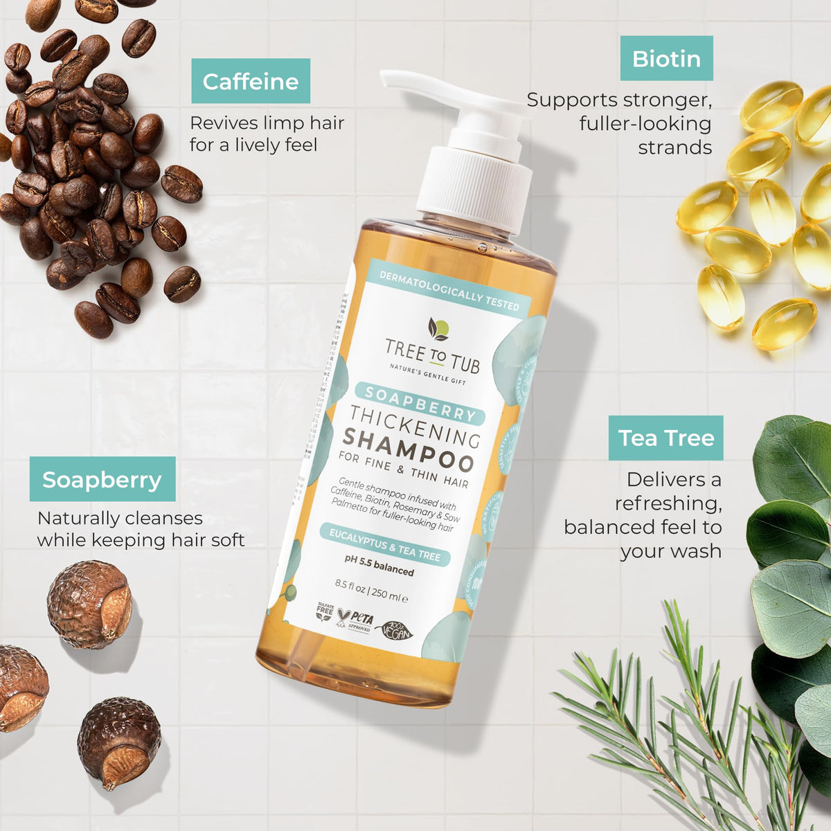 Tree To Tub sulfate-free formula label indicates gentle cleansing.