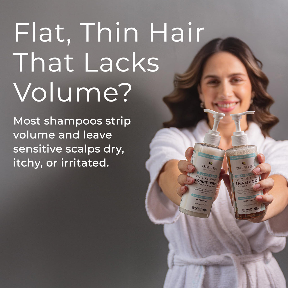 Tree To Tub biotin conditioner bottle with thickening formula for resilient strands