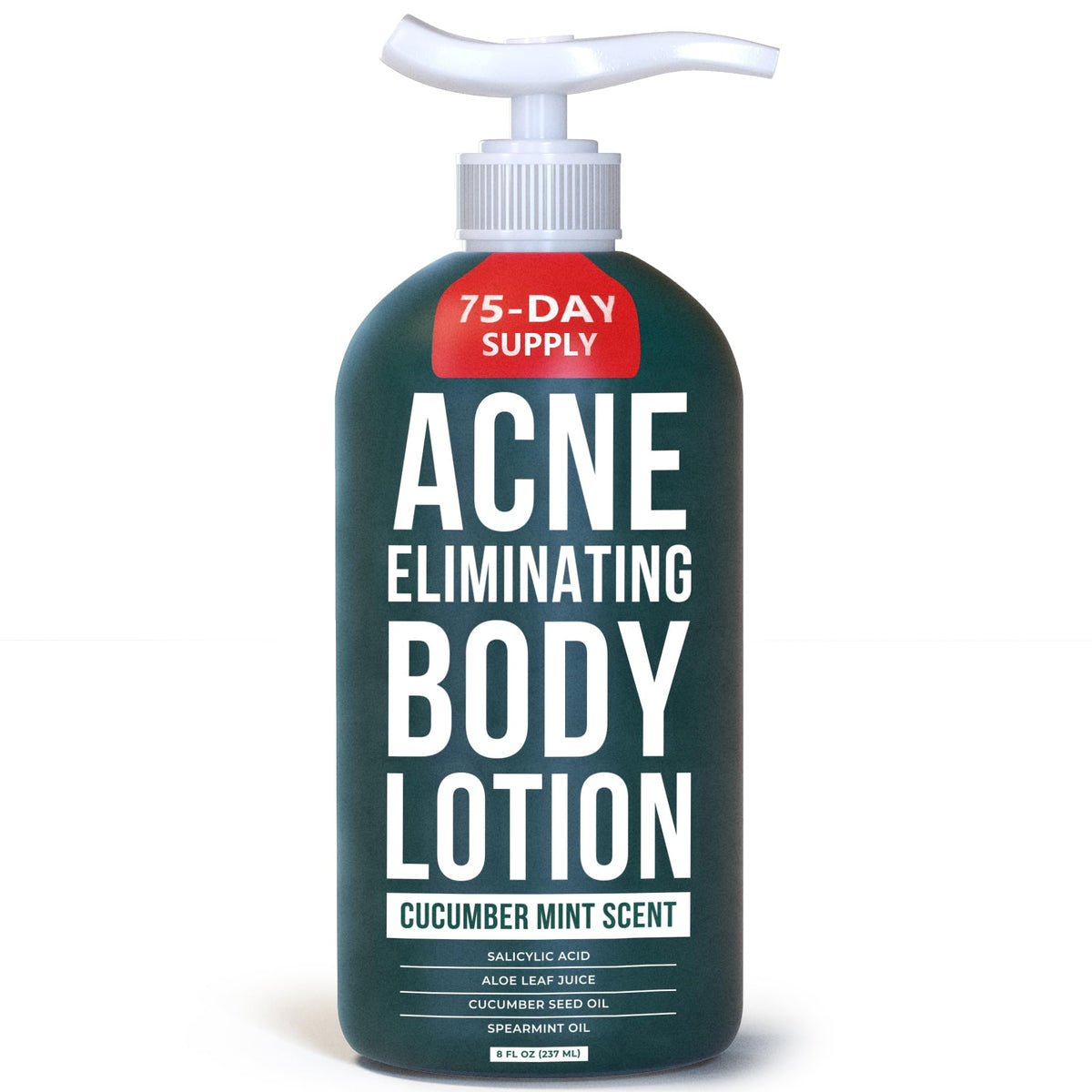 TreeActiv Acne Eliminating Body Lotion front bottle with cucumber mint scent for smooth, hydrated skin