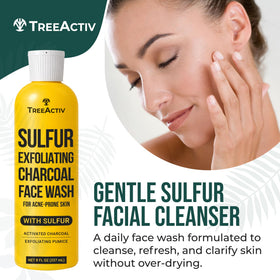 TreeActiv activated charcoal particles closeup highlighting deep cleansing for pores.