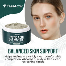 Close-up of Bentonite clay, sulfur, and tea tree in TreeActiv formula.