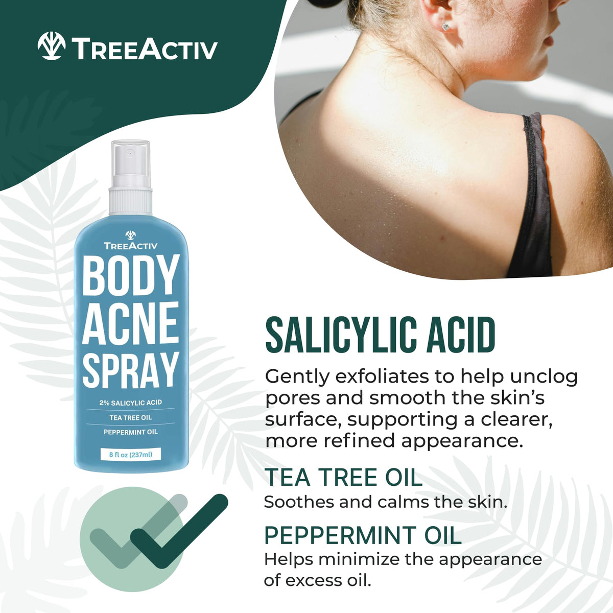 TreeActiv bottle with label design highlighting easy-to-use spray.