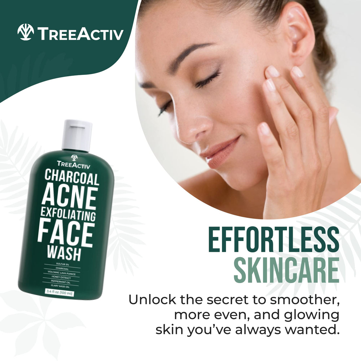 TreeActiv charcoal cleanser foam close-up for deep, refreshing cleansing