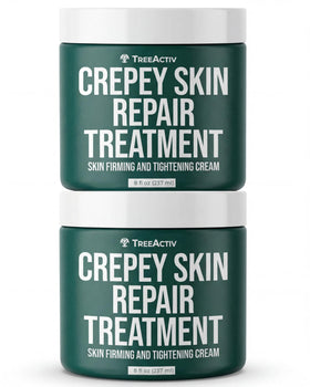 TreeActiv Crepey Skin Repair Cream 2-pack bottle for hydration and gentle firming.