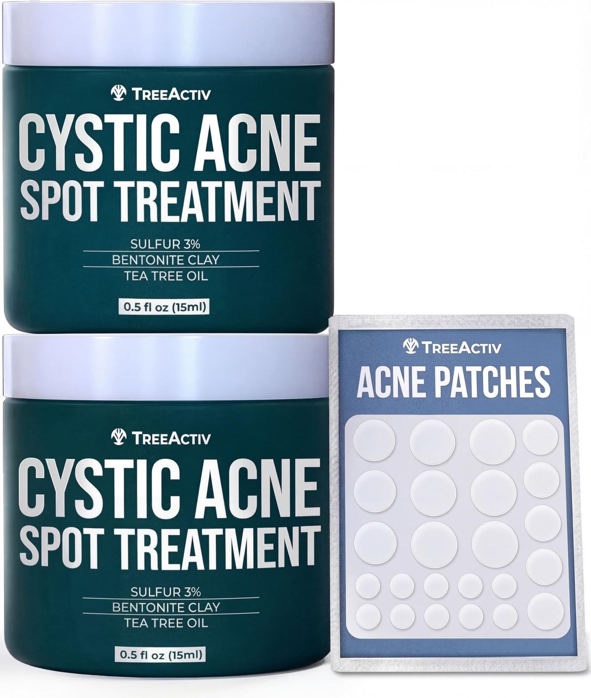 TreeActiv cystic acne spot treatment bottle for targeted facial application.