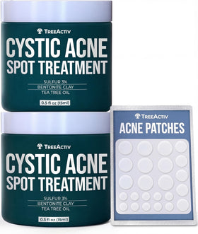 TreeActiv cystic acne spot treatment bottle for targeted facial application.
