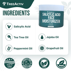 TreeActiv Face care routine image — massage technique for even distribution.