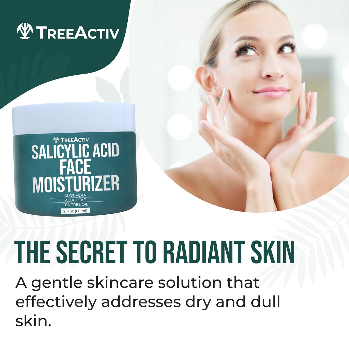 TreeActiv Face Cream packaging box — premium branding and product details.