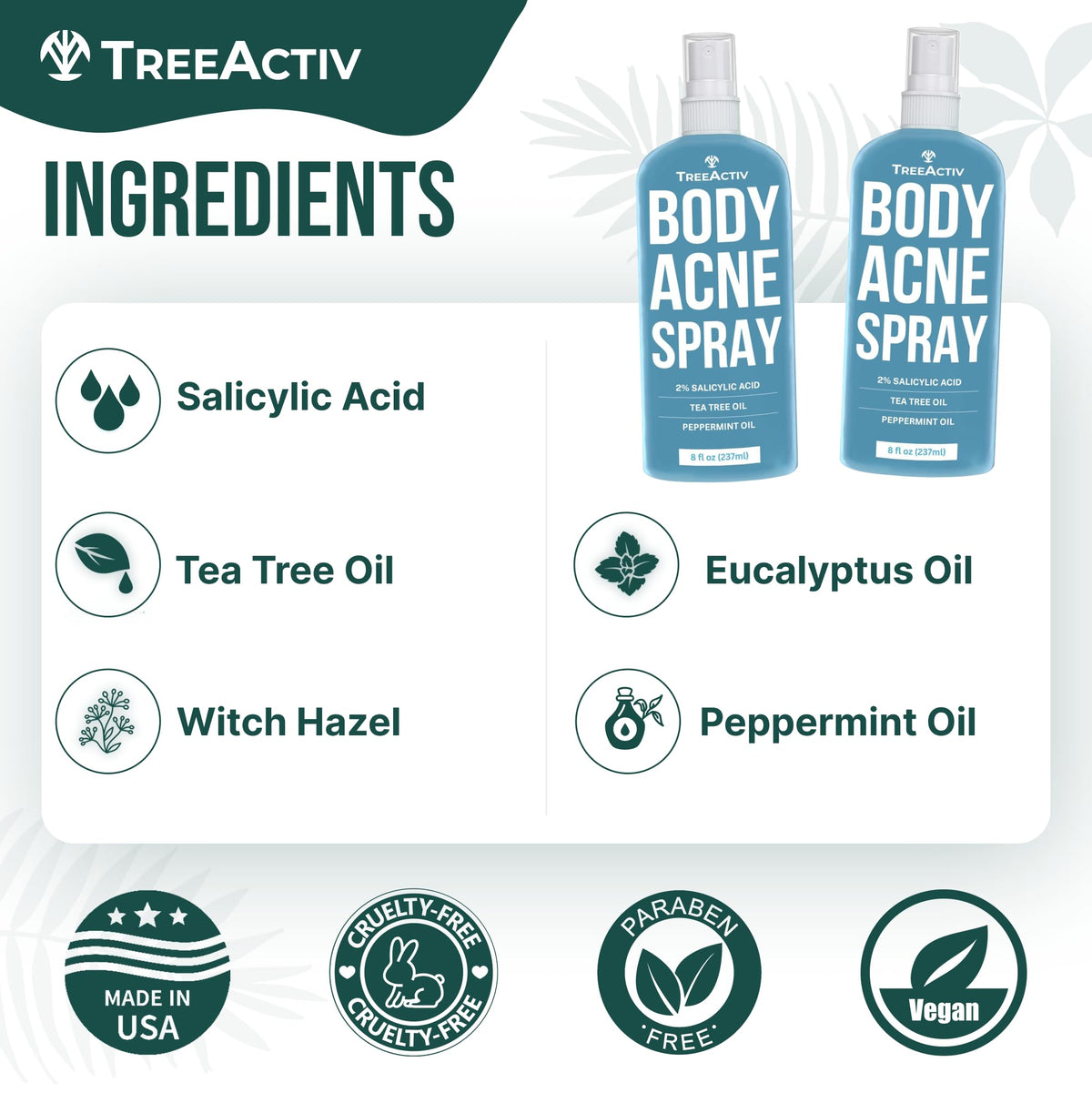TreeActiv 2% salicylic acid formula for deeper cleansing of pores.
