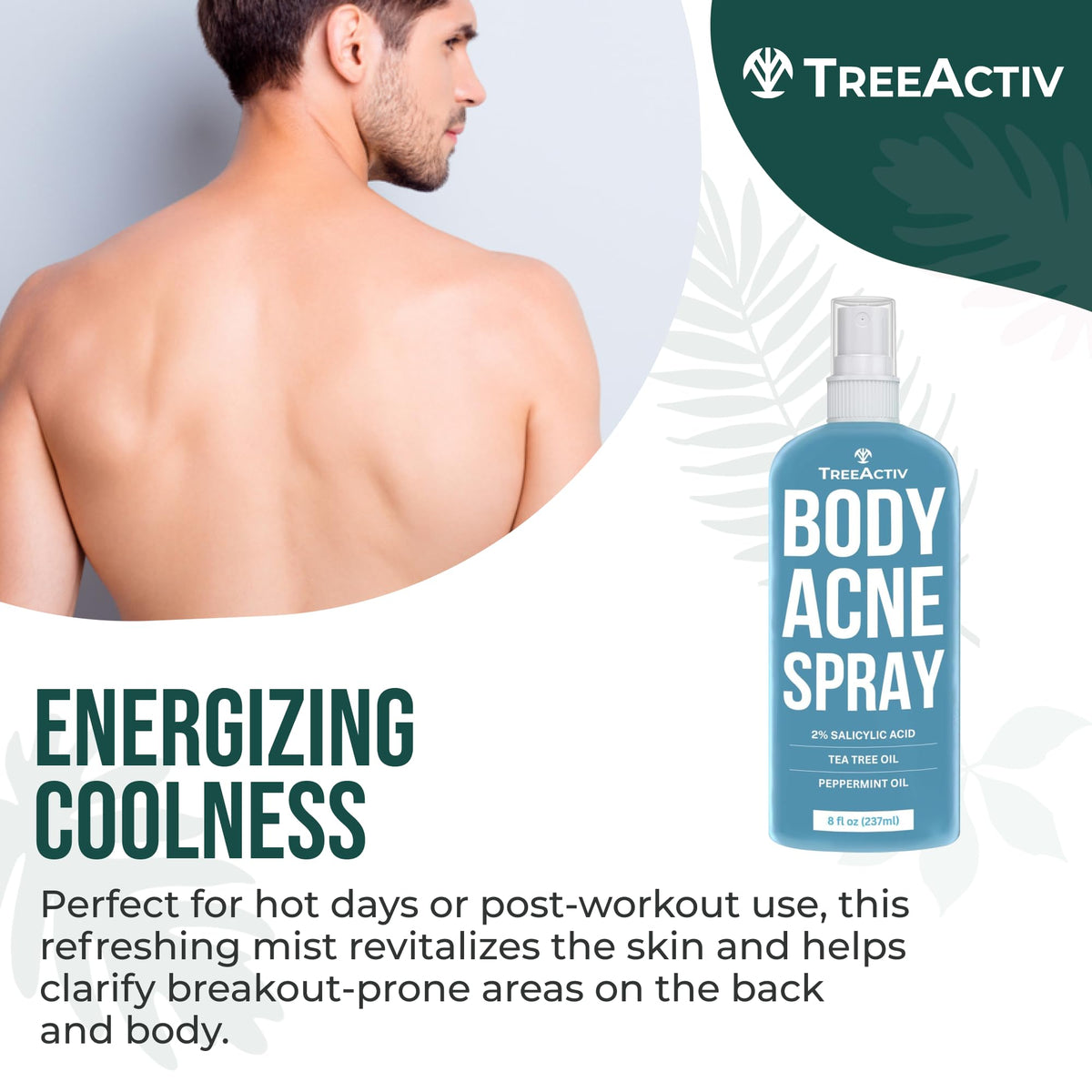 TreeActiv product suitable for teens and adults addressing back acne.