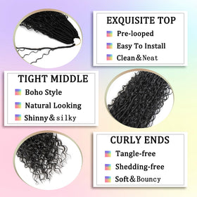 Trekci Boho Faux Locs with deep curls for voluminous movement.