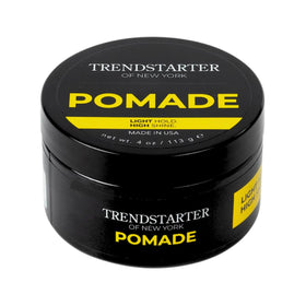 TRENDSTARTER Classic Pomade bottle close-up showing high shine for lasting style.