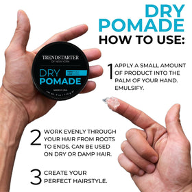 Hands applying pomade to damp hair for restyle-ready grip
