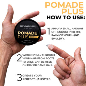 TrendStarter Pomade Plus used to define a classic combed hairstyle.