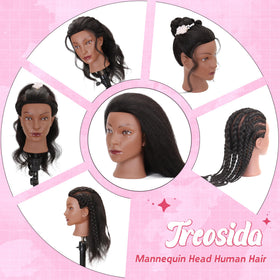 Treosida mannequin head mounted on clamp stand for stable training.