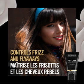 In-hand shot of TRESemmé Air Dry Smoothing Cream demonstrates a smooth, non-sticky finish.