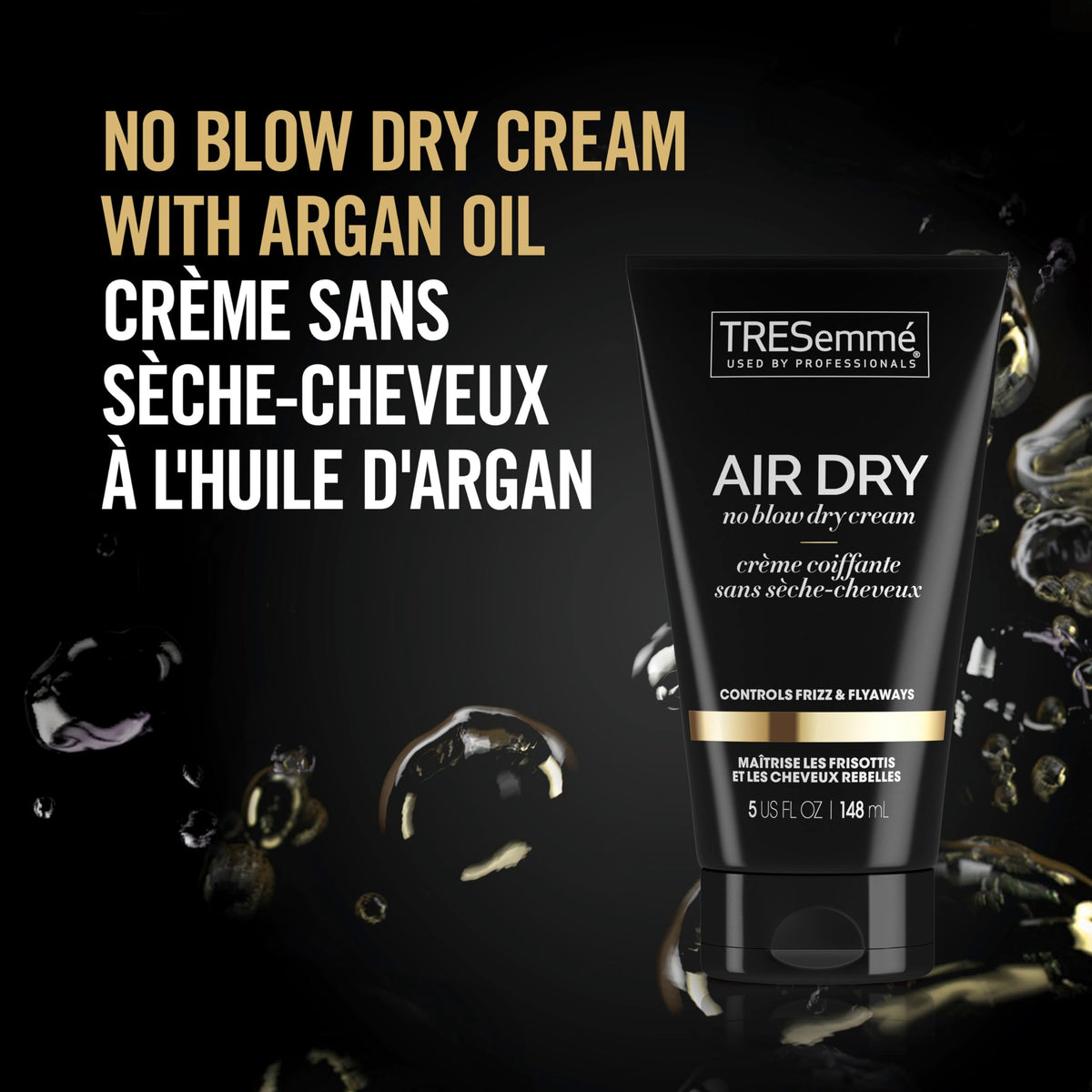 Texture close-up of TRESemmé Air Dry Smoothing Cream reveals lightweight, hydrating formula.