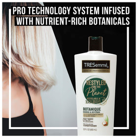 TRESemmé Botanique Nourish + Replenish hair texture close-up showing smoother strands.