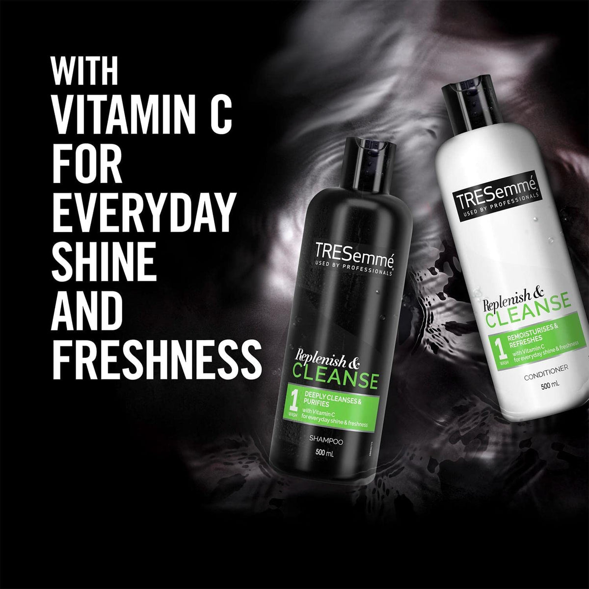 TRESemmé Deep Cleansing Shampoo packaging shown for easy use