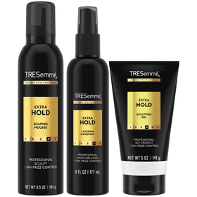 TRESemmé Extra Hold mousse bottle for long-lasting, lightweight hold.